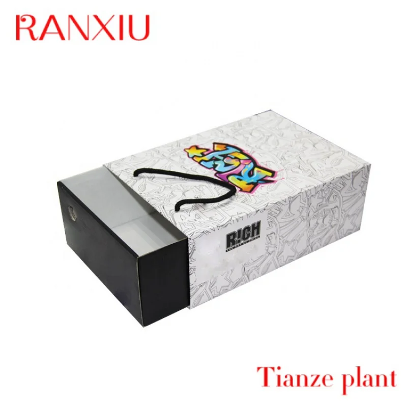 Custom Customized High-grade Fashion Logo Drawer Boxes with String Premium Shoe boxes