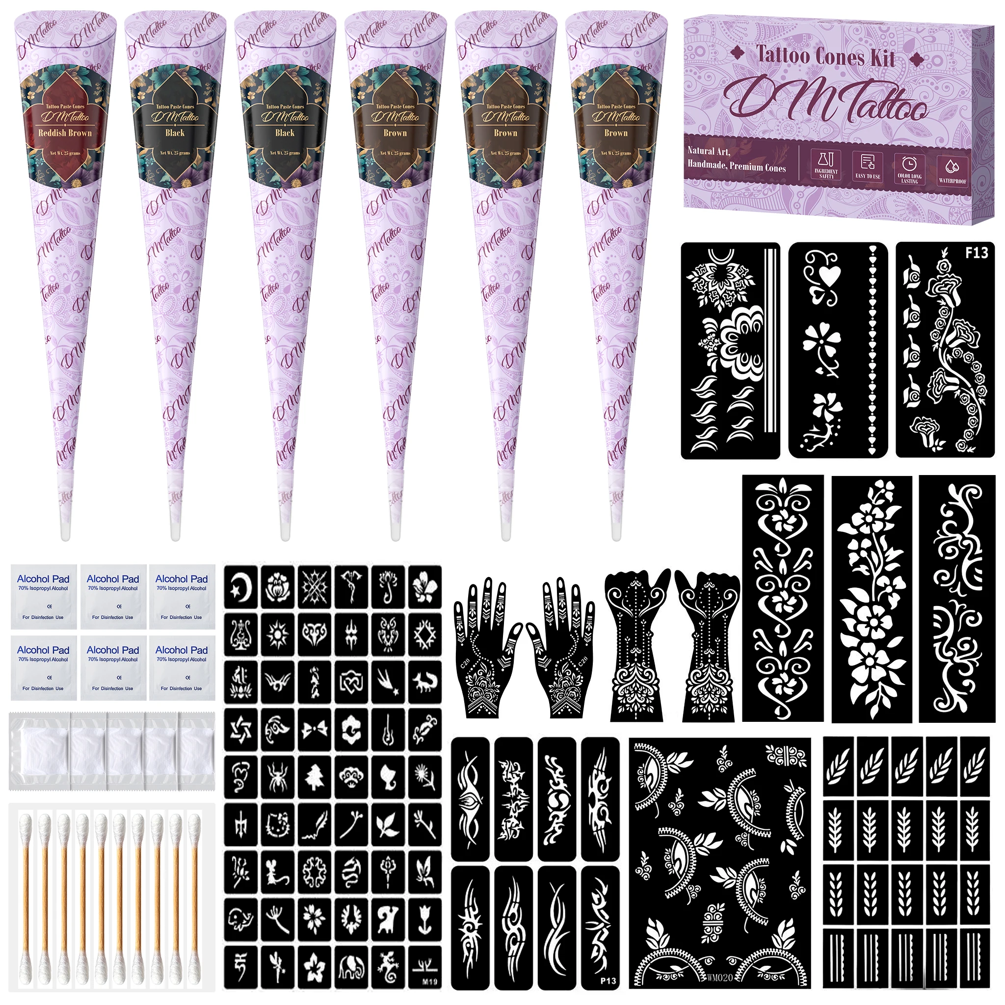 DM Waterproof Temporary Tattoo Sticker Flower Bird Butterfly Dreamcatcher Body Arm Sleeve Chest Fake Totem for Women Men