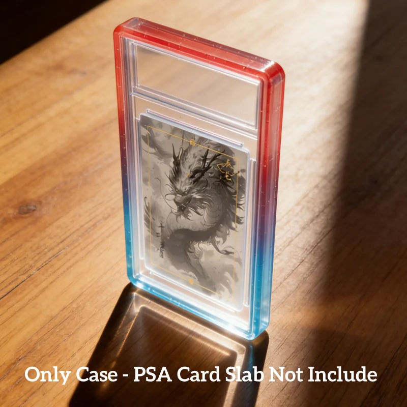 Glitter TPU Slab Bumper Beschermhoesje met Transparante Achterkant voor PSA 35PT Gegradeerde Trading Card