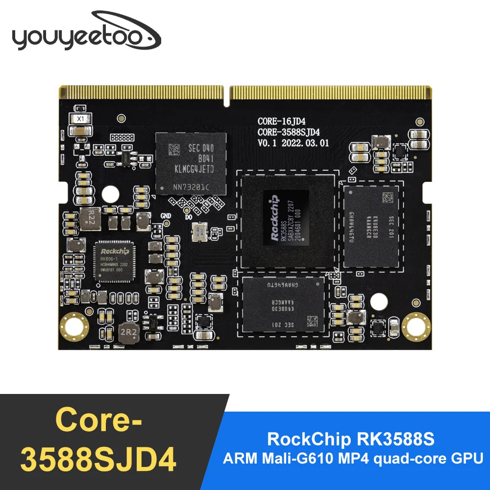 

Youyeetoo Core-3588SJD4 RockChip RK3588S 8-ядерный 8K AI Core Board до 2,4 ГГц NPU 6 Топ поддержка UEFI загрузки, Android 12,0, Linux