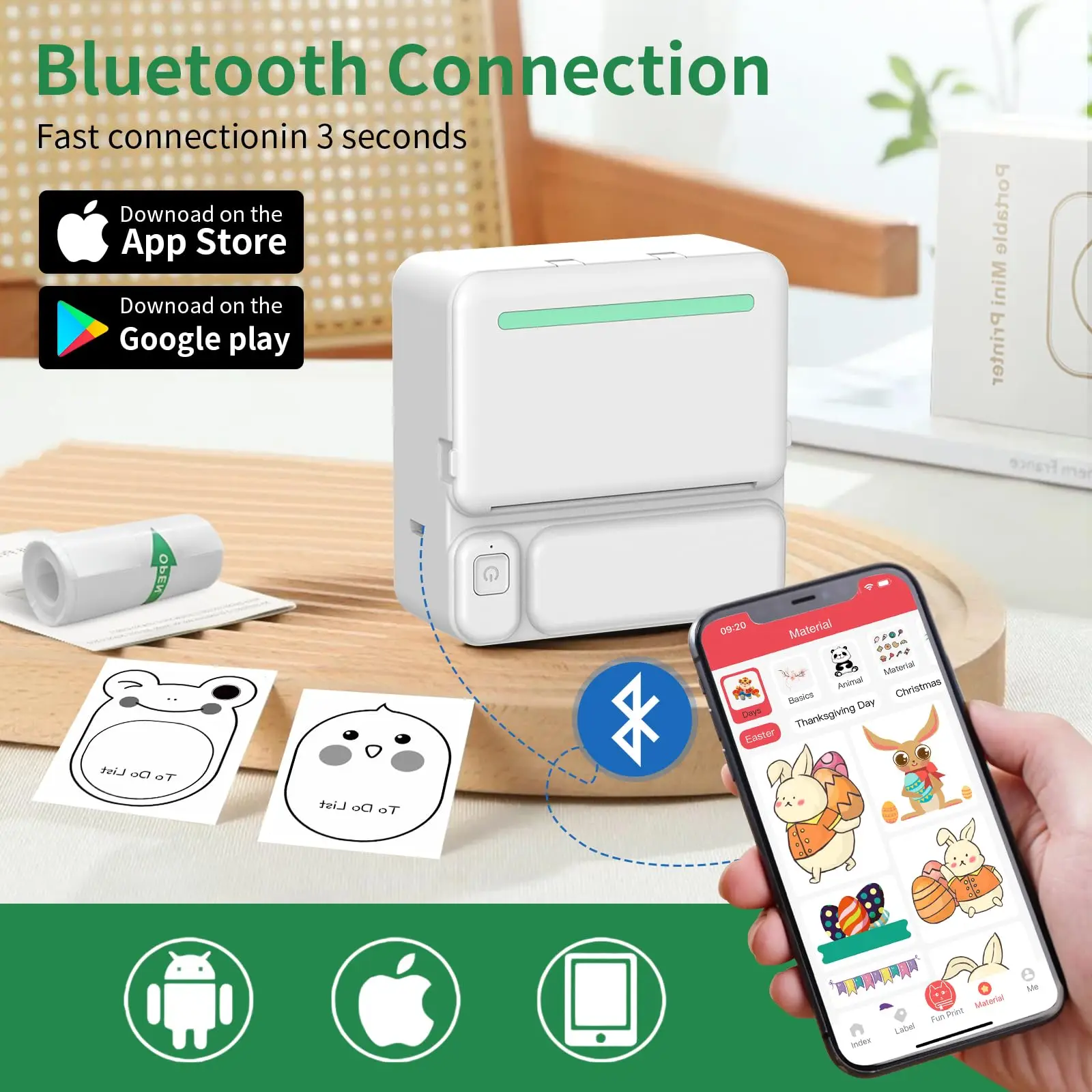 Kids Mini Portable Printer Wireless BT DIY Paiting Learning Wrong Questions Web Page Photo Printing HD Upgrated Picture Maker