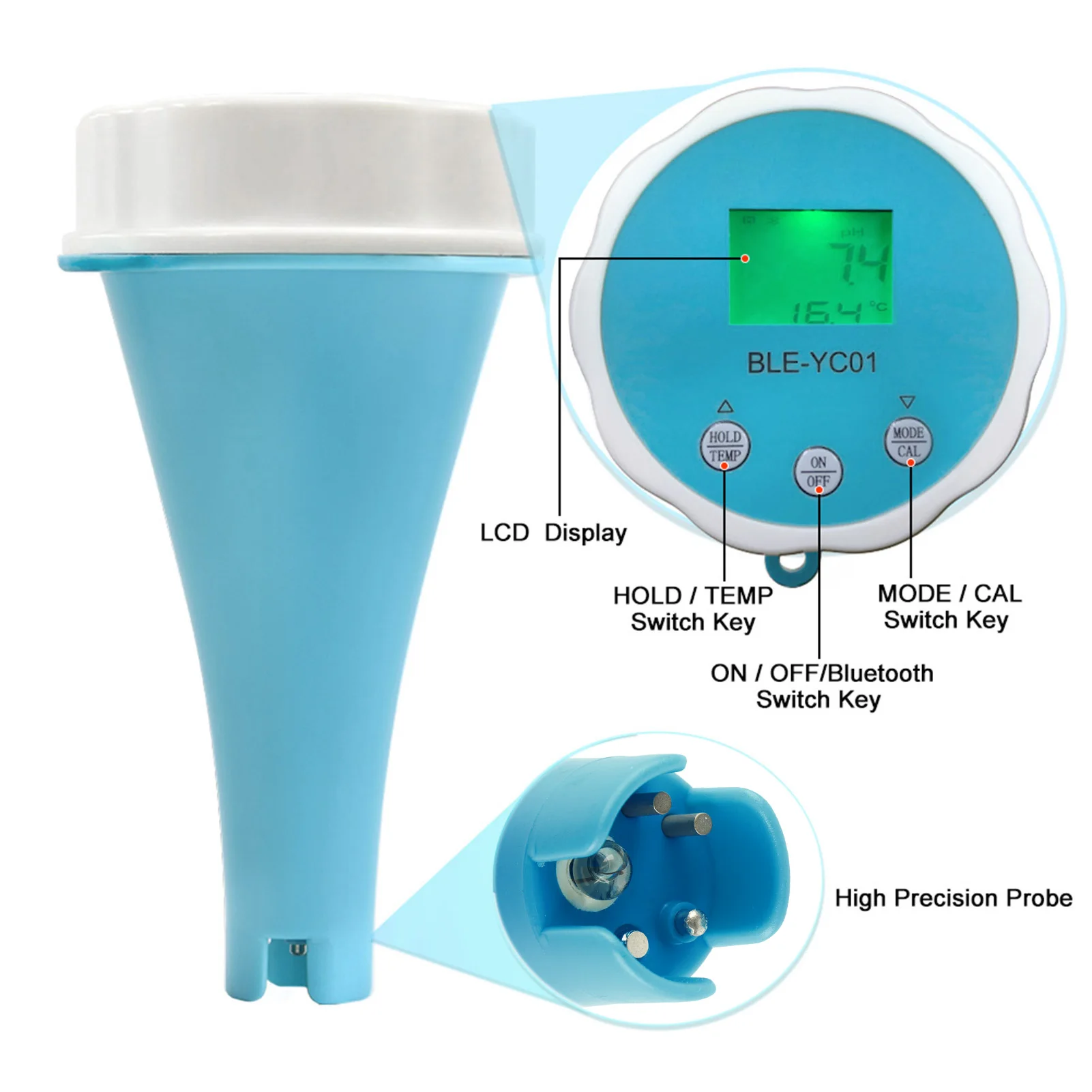 6 in 1  EC  ORP TEMP Residual Chlorine Water Tester Pen for Swimming Pool Water Accessory Water Tester Water Testing Meter
