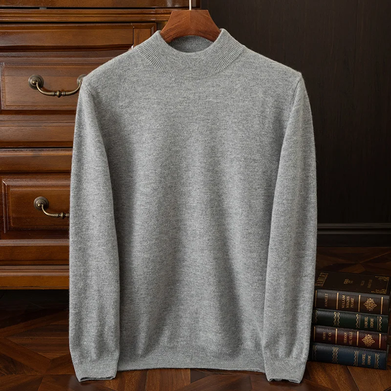 Autumn Winter Men's Cashmere Sweater Thick O-neck Wool Pullover Simple Style  100% Merino Wool Knitwear Knitting Comfy Sweater