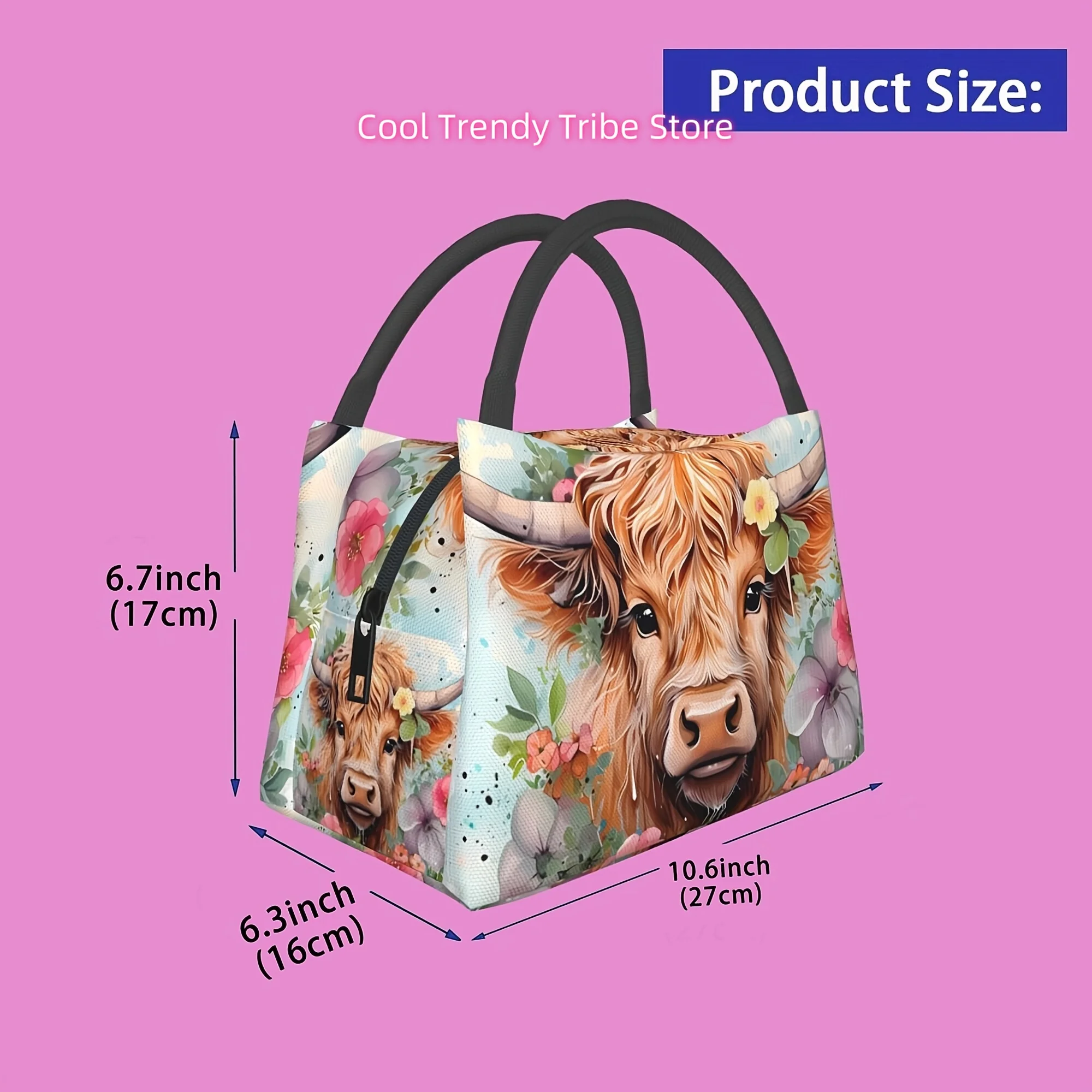 1pc Bull Pattern, Portable And Reusable Refrigerated Bag, Insulated Lunch Bag, Used for Camping, Picnicking, Beach, Home, Restau