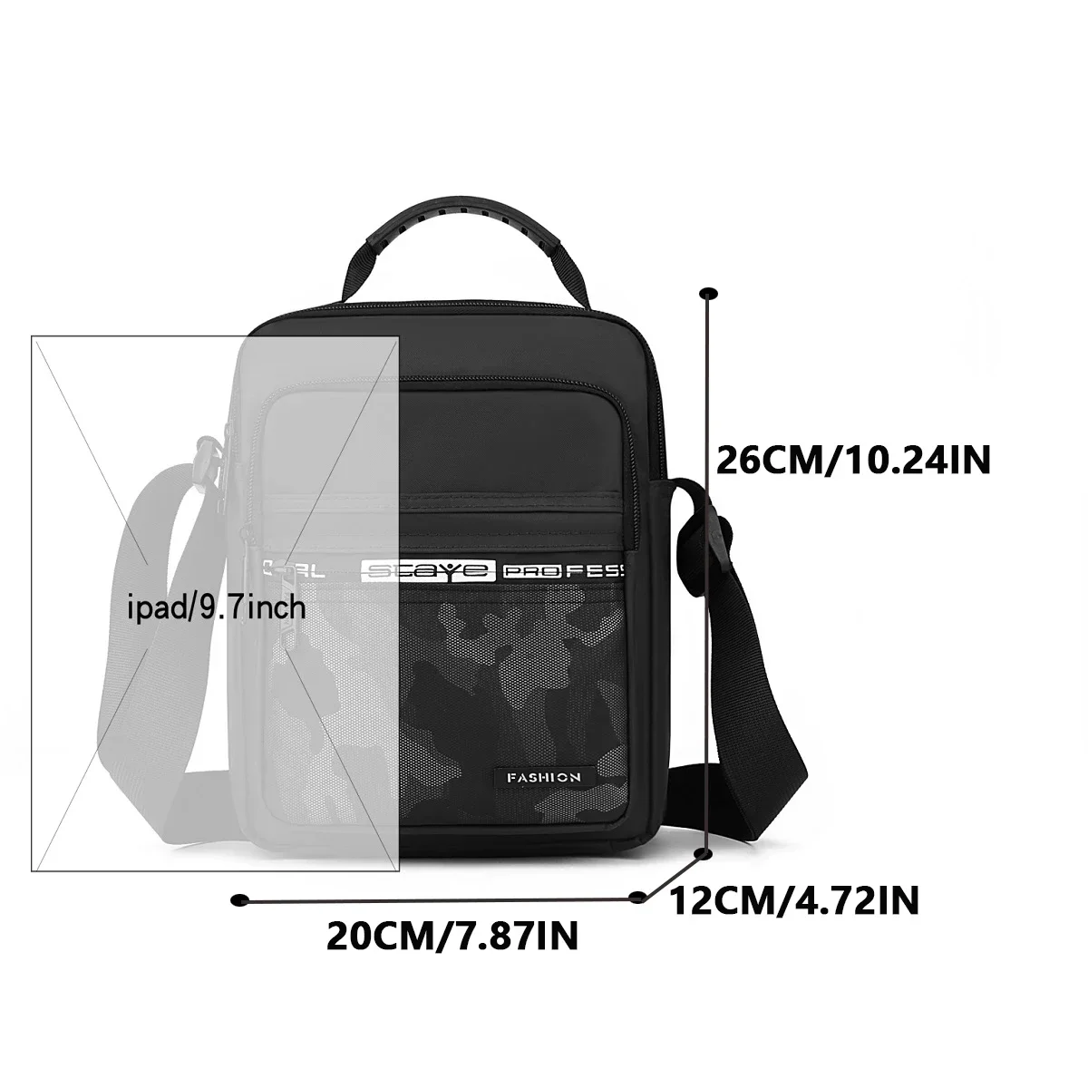 Office leisure nylon shoulder bag men and women are suitable for multiple pockets cell phone money documents storage bag