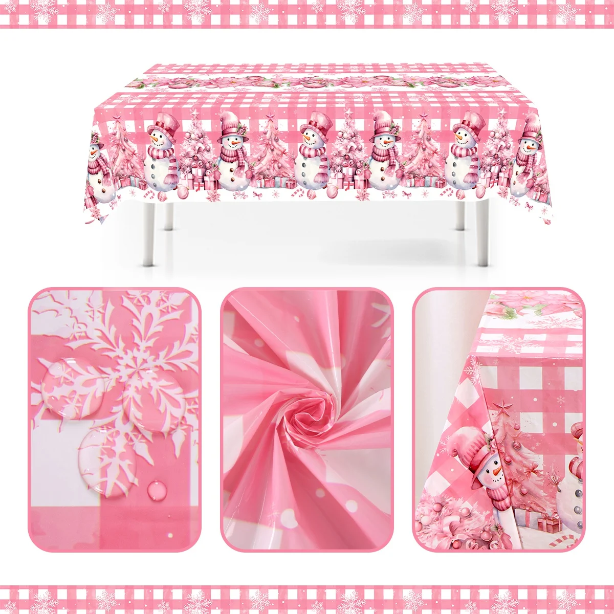الوردي عيد الميلاد البلاستيك مفرش المائدة عيد الميلاد الديكور للمنزل 2025 عيد الميلاد غطاء الطاولة ديكور نافيداد نويل هدية السنة الجديدة 2026