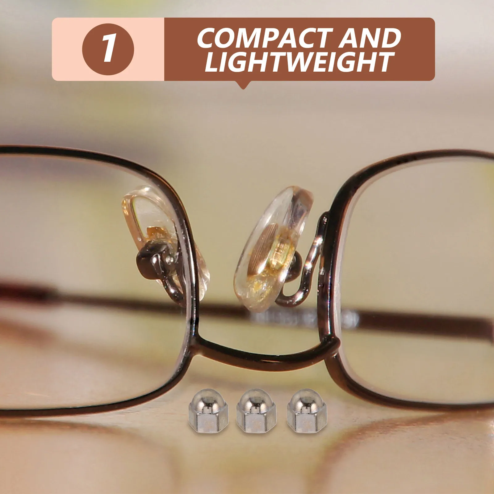 400Pcs Eyeglasses Repair Accessories Hex Cap Nuts Silver M1.4 Acorn Nut Screw Caps Rimless Eyeglass Frame Hardware Replacement