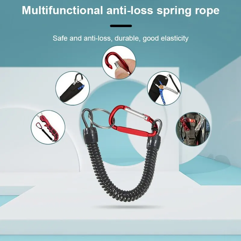 Fishing Lanyards 3pcs 22cm Retractable Coiled Tether with Carabiner TPU Boating Fishing Rope Retention Rope Fishing Tools Tackle