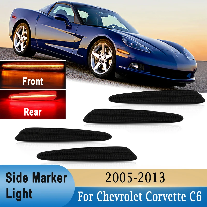 For Chevrolet Corvette C6 2005-2013 LED Fender Side Marker Light Front Amber & Rear Red 10440721, 10440722, GM2551196, 10316651