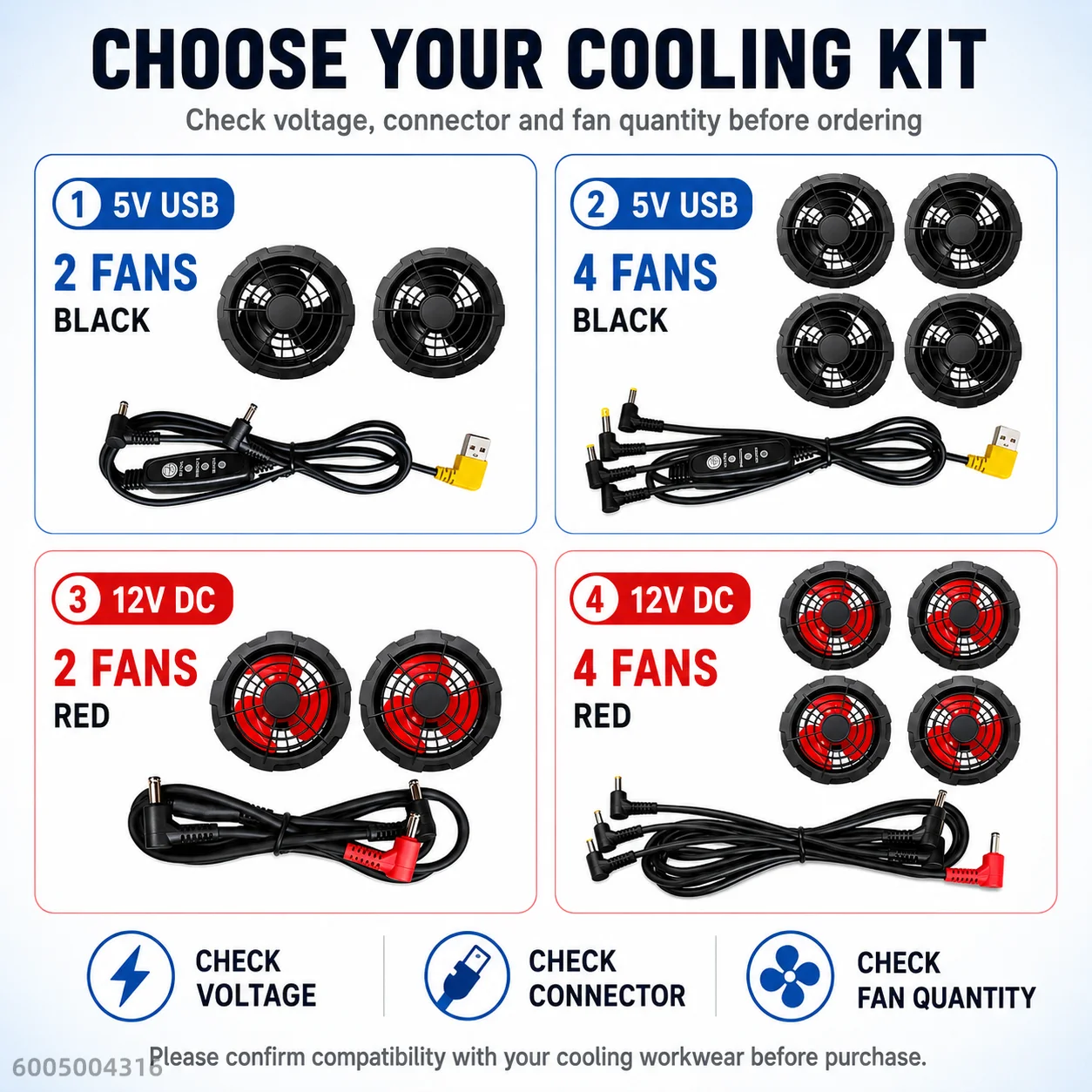 USB/DC Cooling Fan Kit for Air-Conditioned Workwear 2/4 Turbine Fans with Speed Controller for Cooling Vest Jacket Outdoor Work