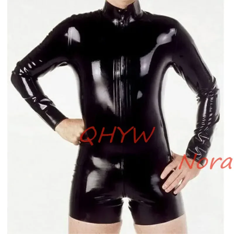 Handmade Natural Latex Jumpsuits Catsuit Men Rubber Bodysuits with Front Zip Szie XS -xxxl Custom Made