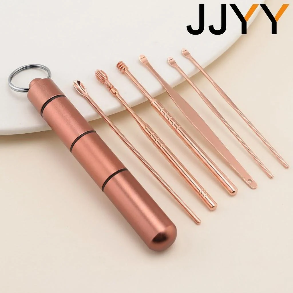 Stainless Steel Ear Wax Removal Kit 6 Piece Ear Cleaning Tools for Safe Ear Care and Earplug Use