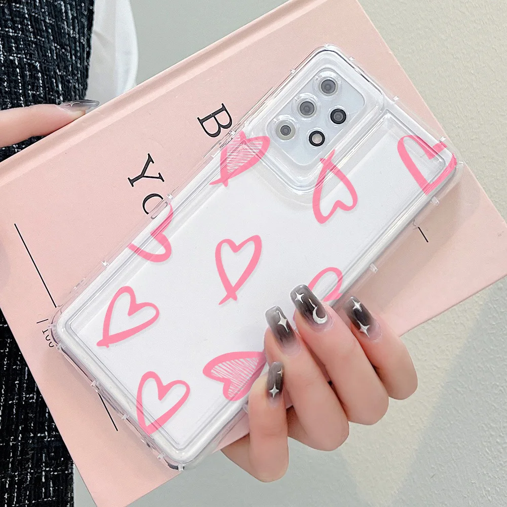 Soft Love Heart Case For Samsung S23 FE S24 Ultra Plus A54 5G A55 A15 A34 A33 A53 A14 A13 A05 A52 A32 A23 A24 A73 S21 S22 S20 FE