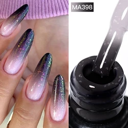 MEET ACROSS 7ml Gray Thermal Rubber Base Gel 3 Color Changing Gel Nail Polish 2 In 1 Gradient Temperature Nail Art Gel Varnish