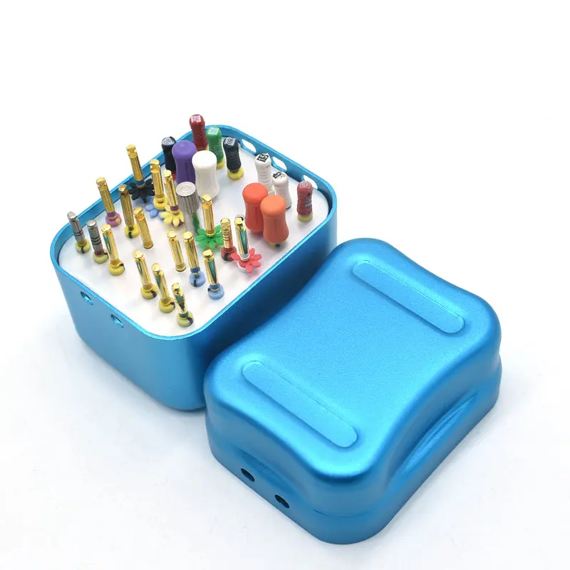 F062 Dental Disinfection Metal Box 30 Points Endo Files Holder  Autoclave Sterilizer Case Burs For Oral Care Tools Random Color