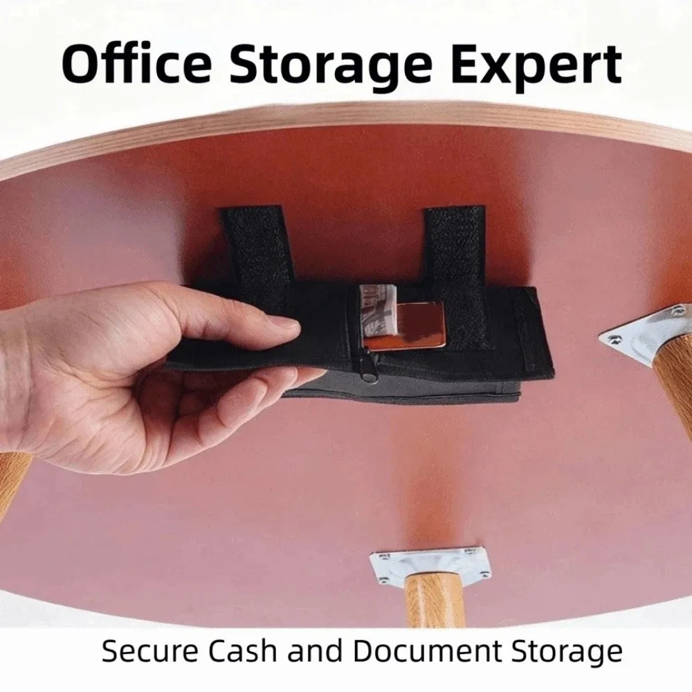 Strong Adhesive Hidden Storage Bag Zipper Closure Black Secret Compartment Concealed Design Discreet Discreet Wallet Bag