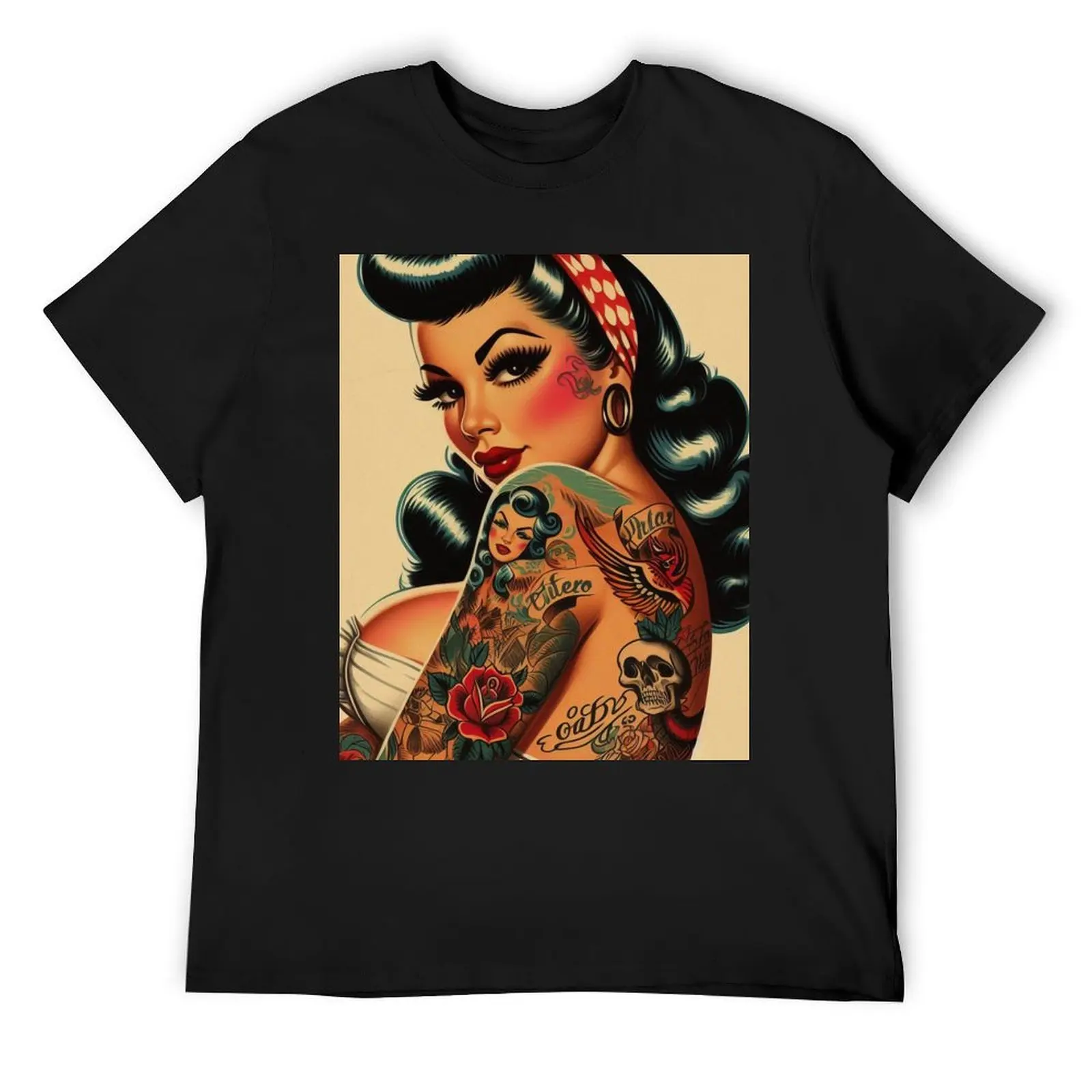 

Old School Tattoo Pin-up T-Shirt plain Short sleeve tee customizeds mens graphic t-shirts