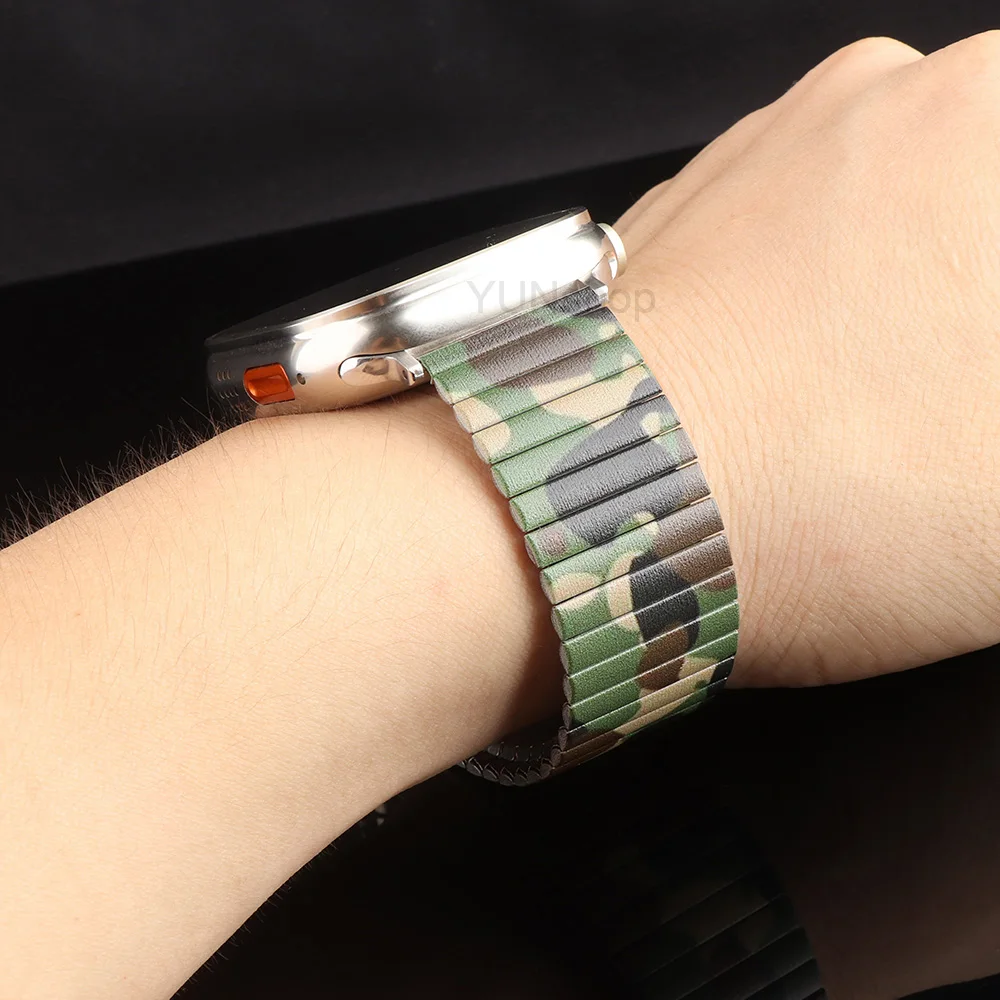 Elastic Color Strap for iWatch Ultra 2 1 49mm 9 8 7 45mm Luxury Stainless Steel Band for Apple Watch Series 6 5 4 3 Se 44mm 42mm