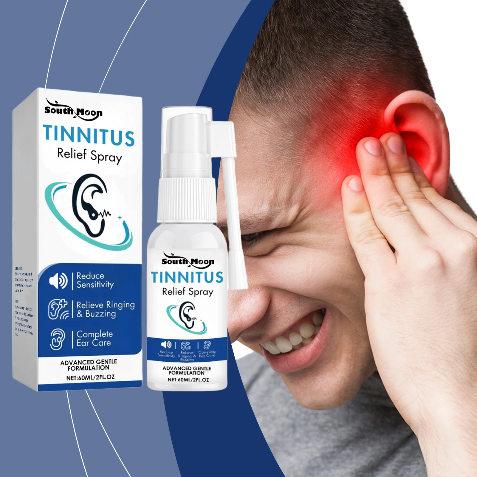 رذاذ علاج رنين الأذن يقلل من ضغط الأذن ويخفف الصداع وتحسين الاستماع ويمنع الصمم ومضاد لقطع الأذن