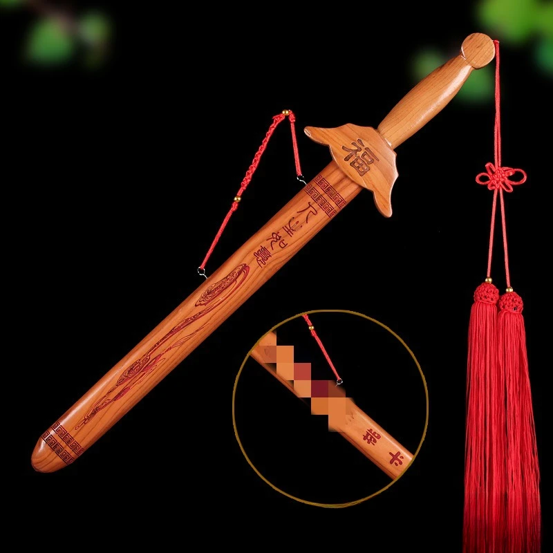 Buddhism Peach Wood Sword Pendant Carving