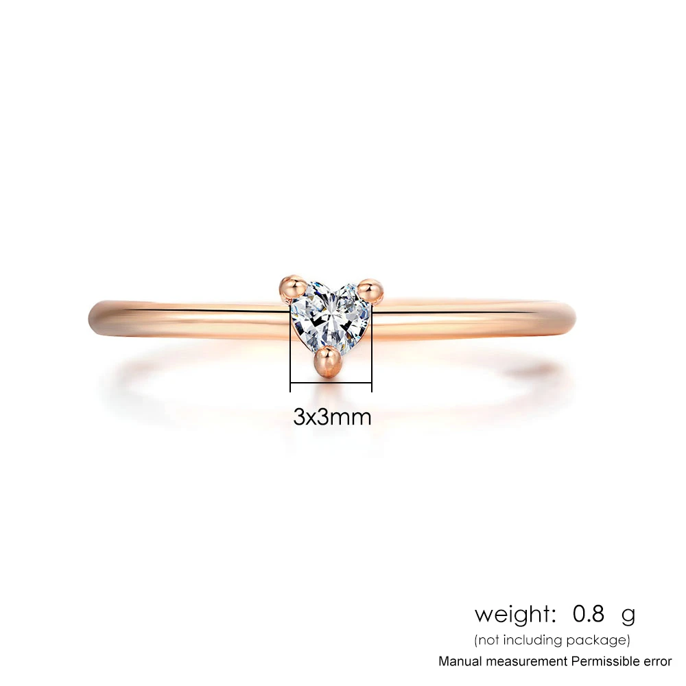 ZHOUYANG Dainty Rings For Women Minimalist Sweet Heart Zircon Gold Color Thin Ring Proposal Party Gift Fashion Jewelry KBR014