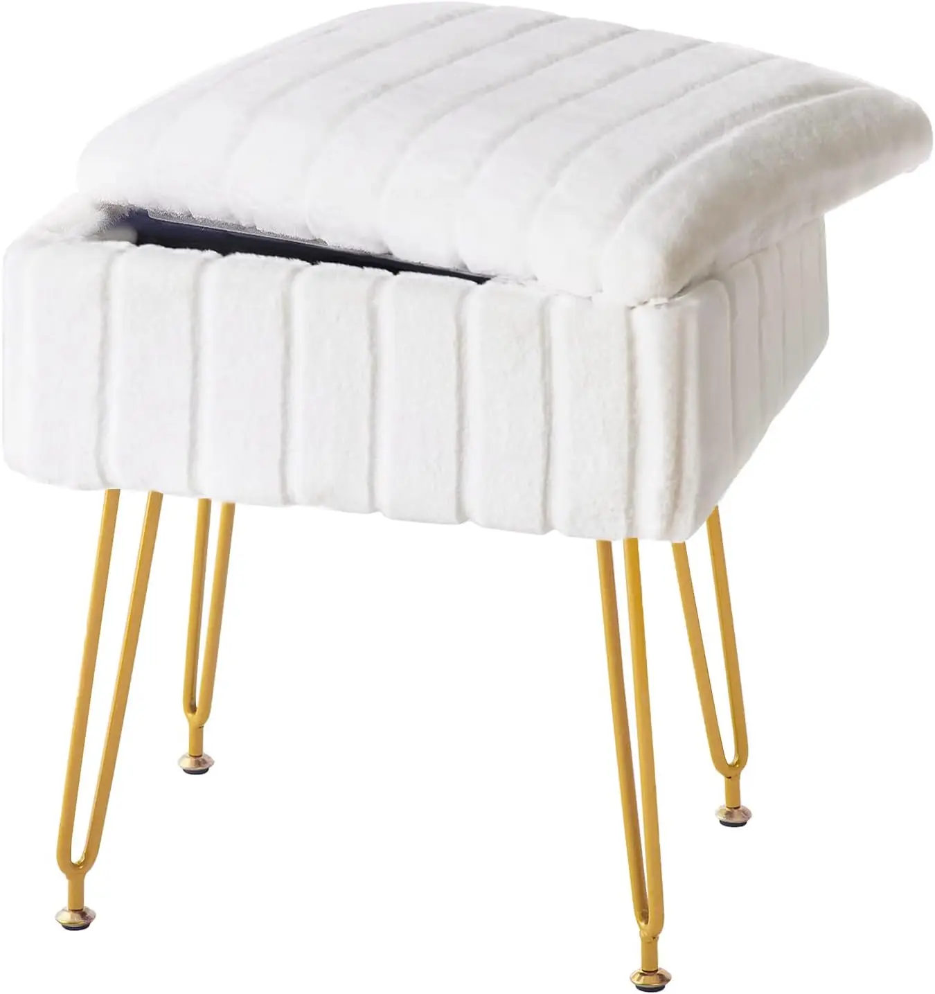 

Белый пуфик для макияжа из искусственного меха с отсеком для хранения - Мягкое, удобное кресло для макияжа и отдыха, стул для туалетного столика