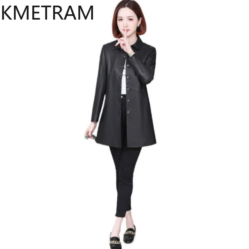 100% Natural Sheepskin Jacket Woman Mid Length Black Genuine Leather Jackets Women New in Outerwears Fall Clothes 2025 дубленка