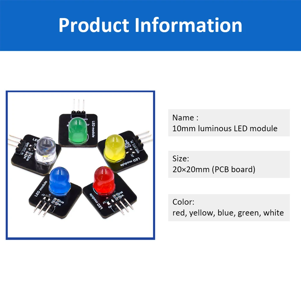 DC 3.3v-5v 10mm light-emitting module led sensor LED indicator light-emitting tube module for arduino