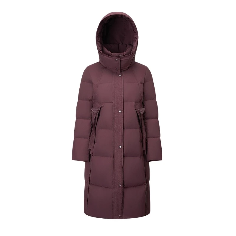 Piumino lungo da donna Chericom 2025 inverno caldo con cappuccio colletto alla coreana piumini solido vintage semplice capispalla femminile Y309136Y