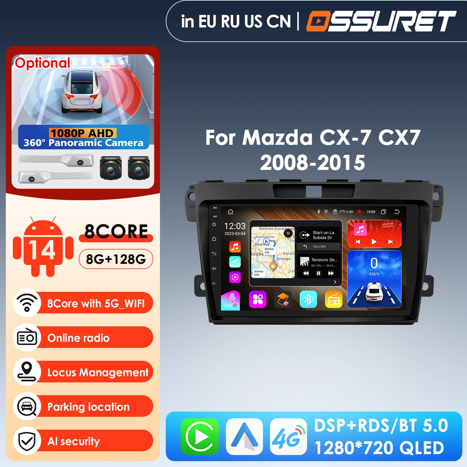

Автомагнитола 7862 AI Systems с мультимедийным видеоплеером для MAZDA CX-7 (2008-2015) с Carplay, Android Auto, GPS и интеллектуальными функциями
