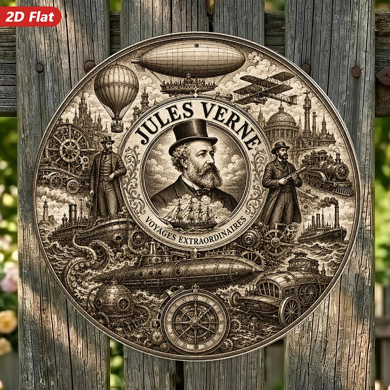 CIFBUY Steampunk Vintage Airship Aluminum Wall Art Waterproof Durable Metal Sign For Living Room Study Bedroom Indoor Outdoor De