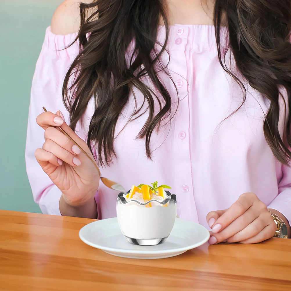 

6Pcs High Temperature Resistant Glass Pudding Cups Egg Shaped Clear Dessert Containers for Yogurt Jelly Custard