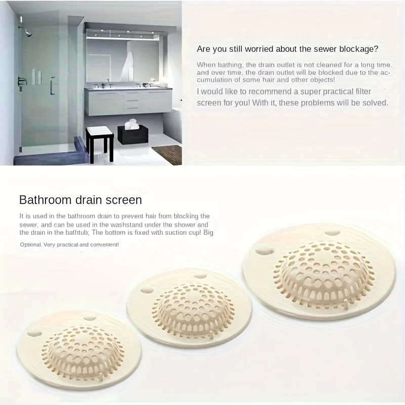 Shower Floor Drain, Hair Stopper Catcher, Kitchen Sink, Anti-blocking Bathtub Strainer Sewer, Outfall Filter Bathroom Supplies