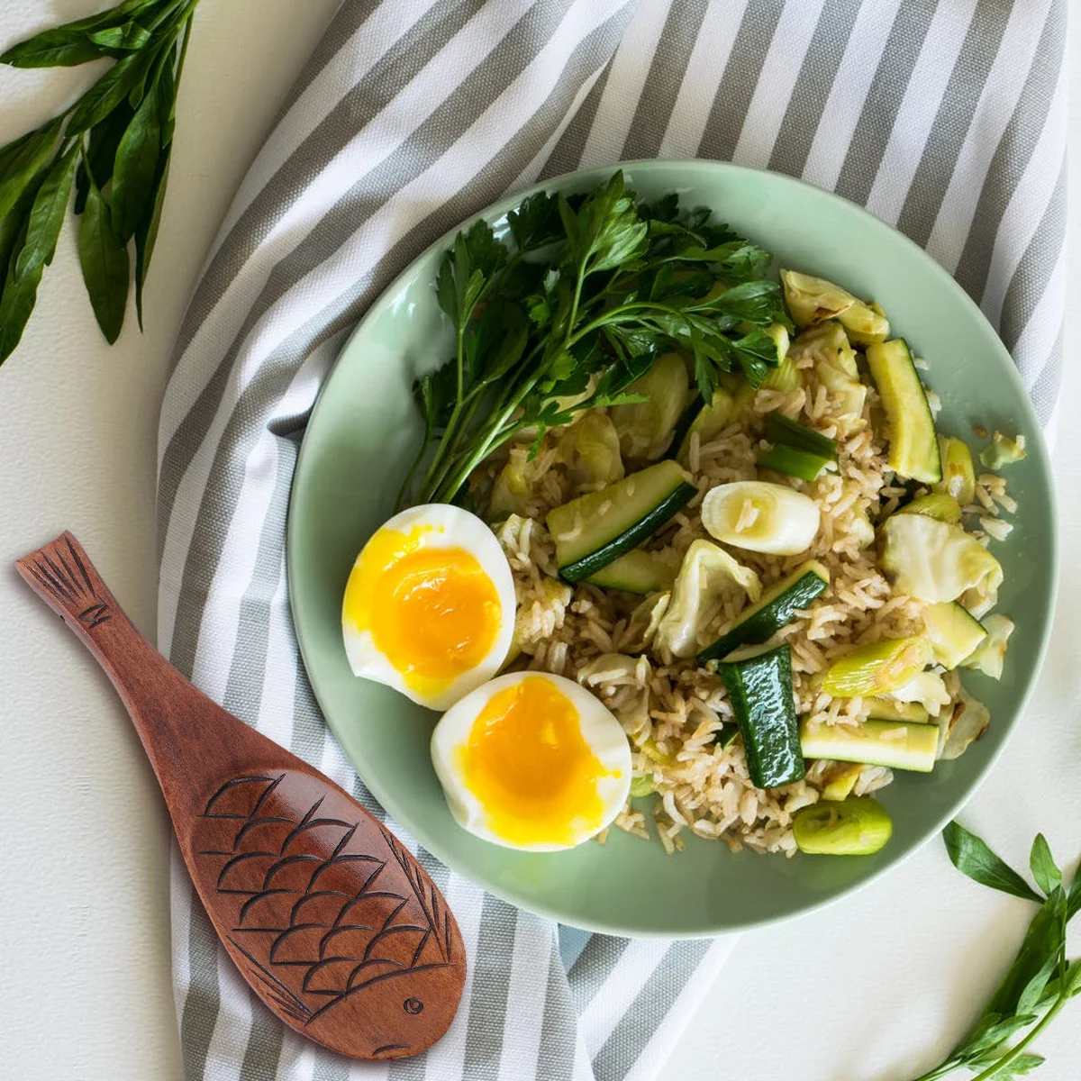 

Fish Shape Wooden Rice Spoon Vintage Japanese Style Heat Resistant Non Scratch Cooking Tool For Nonstick Cookware Retro