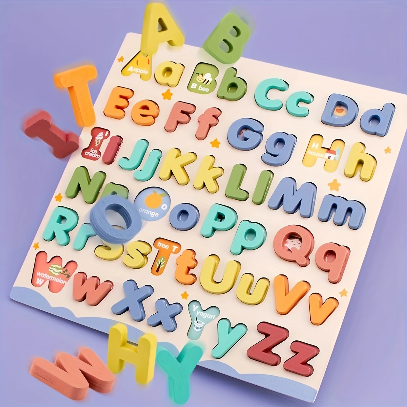 ﻿   Quebra-cabeças do alfabeto para crianças, brinquedos de quebra-cabeça abc de madeira montessori placa de aprendizagem precoce pré-escolar educacional presente de páscoa para gi