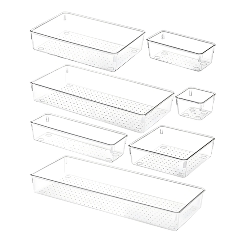 

1 set Storage Set Clear Drawers Organizer Home Dormitory PET Clear Plastic Drawer Organizer Material Desk Plastic Vanity Basket