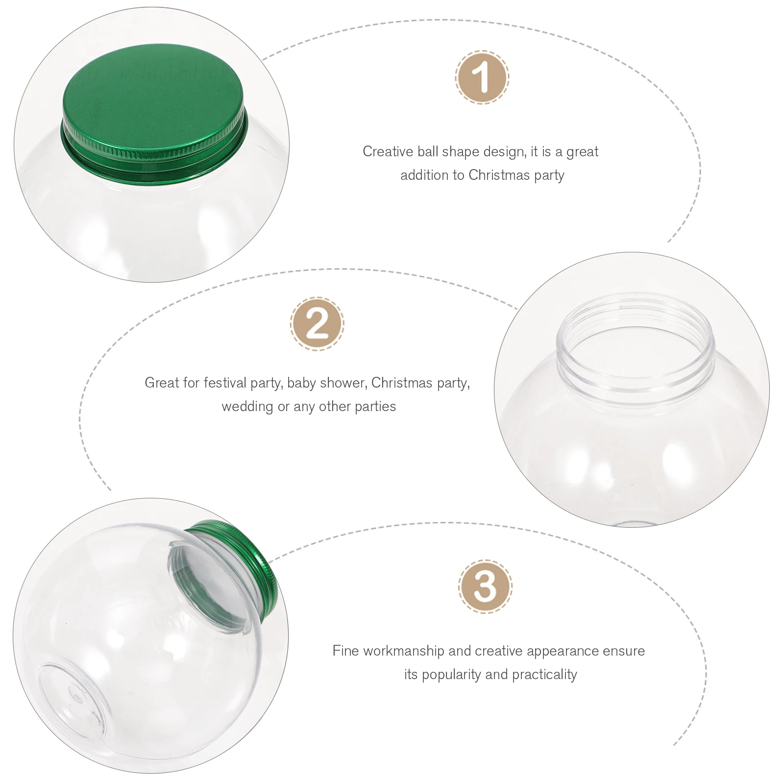 

5 Pcs Candy Jar Gifts Small Spherical Bottle Clear Christmas Dish Ball Shape Bowl Shaped