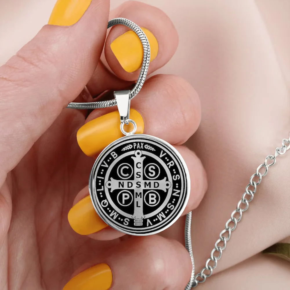 Saint Benedict/Michael Medal Necklace Stainless Steel for Men Women Bible Verse Protection Necklace Catholic Jewelry Gifts