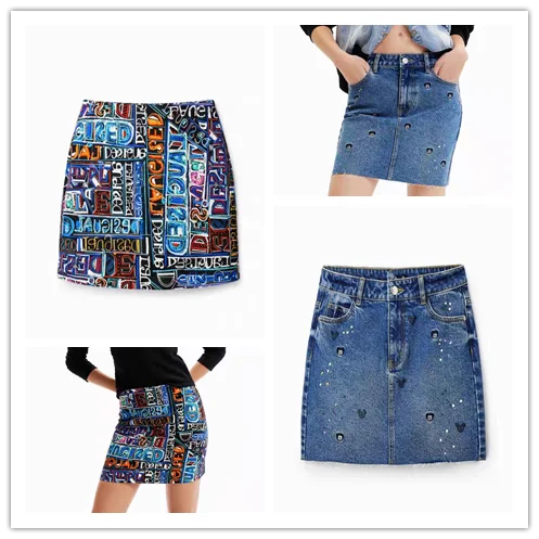 

Foreign trade original single Spanish new embroidery lacquer point mini skirt