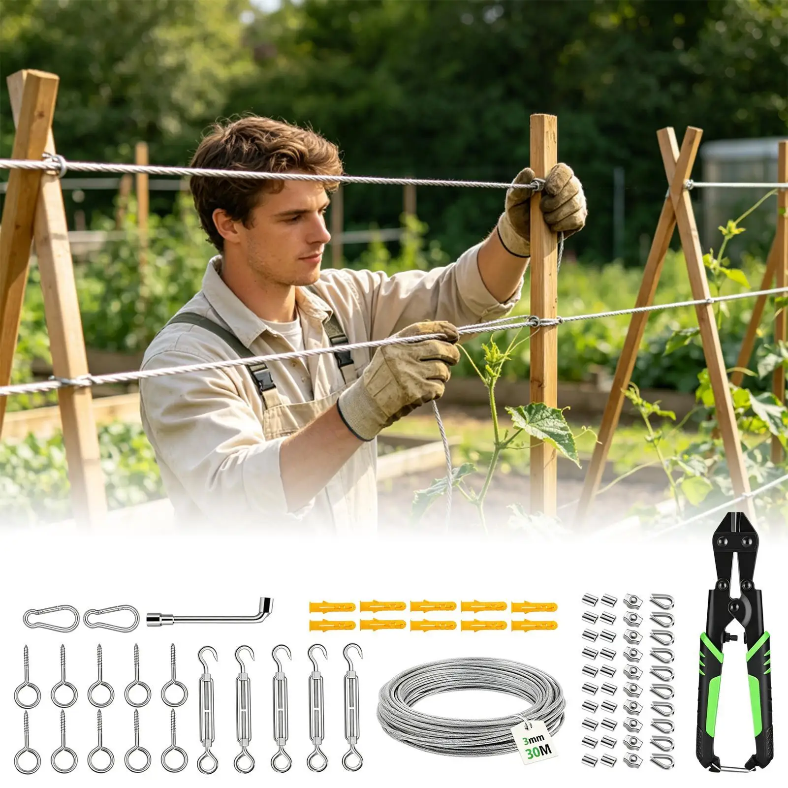Wire Rope Crimping Tool Kit Wear-Resistant Secure Complete Universal Wire Rope Crimping Tool Sleeves For Yard Garden Patio