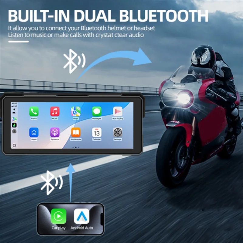 

Portable 8.1 Inch Motorcycle Navigation Screen Waterproof Carplay Wireless Android Auto Bluetooth MP5 Player