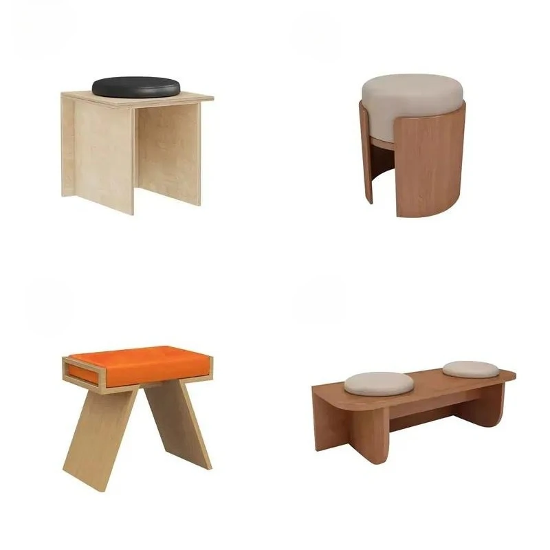 Modern Solid Wood Square Stool High Quality Leisure Seat for Living Room Home Use Durable Contemporary Design Furniture