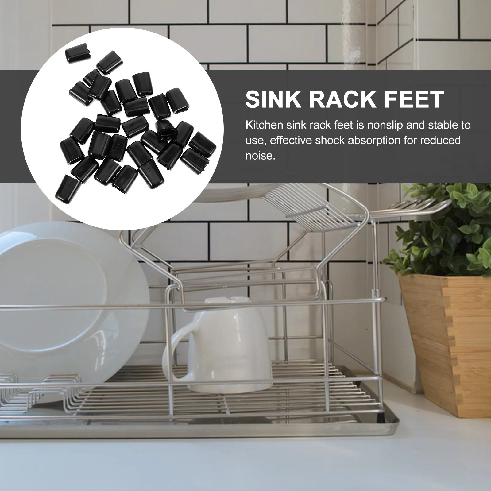 

30Pcs Sink Rack Foot Pads PVC Non-Slip Kitchen Sink Rack Replacement Feet Protector for Stability Noise Reduction