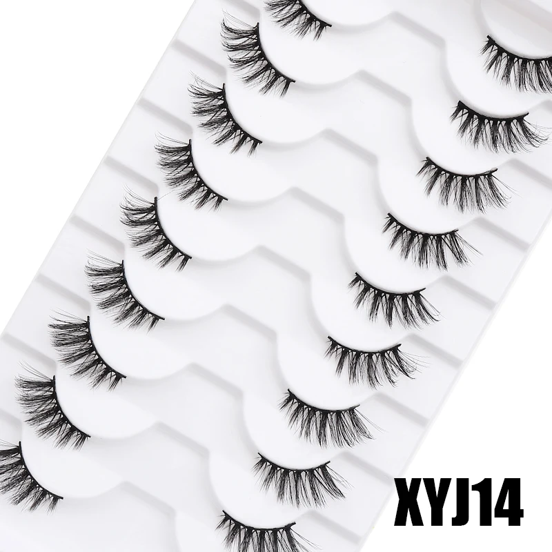 DINGSEN 10 Paar Natürliche Wimpern Halblange Katzenaugen-Wimpern 3D Kunstnerz Flauschige Wimpern Flügelige Falsche Wimpern – Detail 21