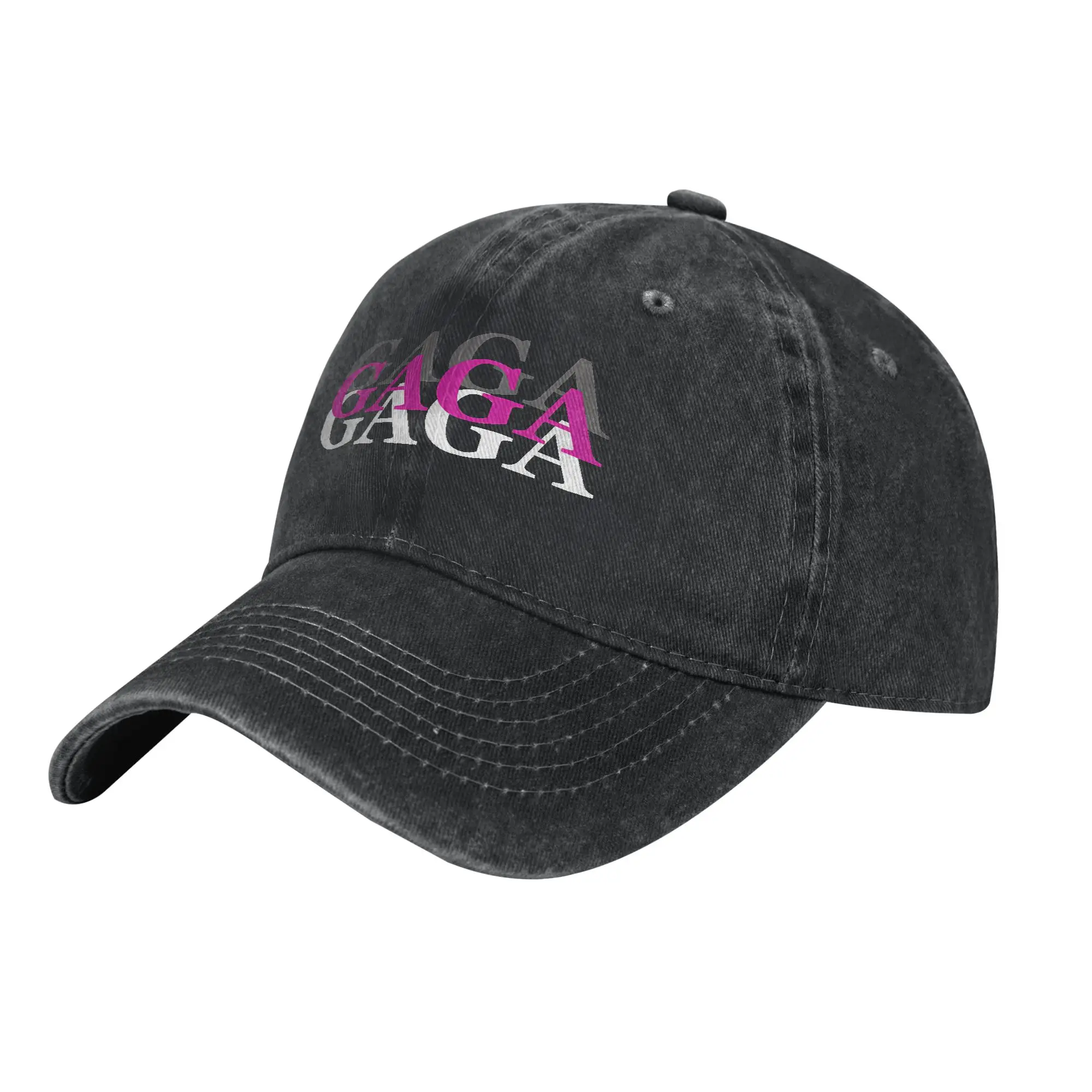 GAGA - Multi - Pink-Gray-White on Black Fashion Baseball Cap  Fashionable Golf Cap  Music Festival Golf Cap