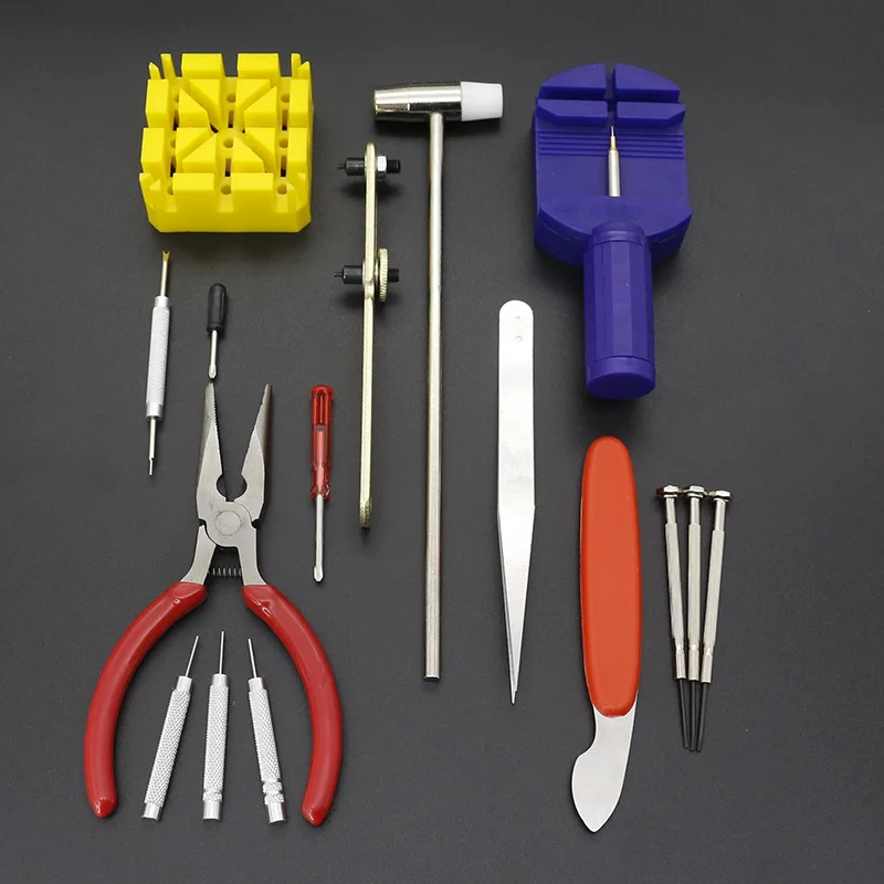 16pcs/set watch repair tool kit for watch back cover opener strap battery replacement or watchpart portable watchmaker tools set