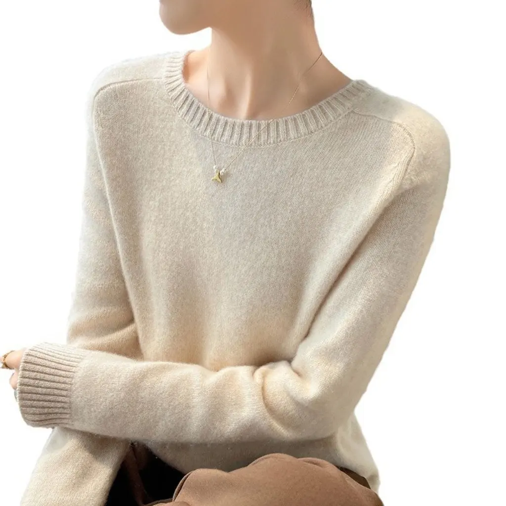 

Women's Slim-Fitting Knitwear round Neck Bottoming Shirt Soft Waxy Cashmere Thickened for Autumn Winter Versatile Fashionable