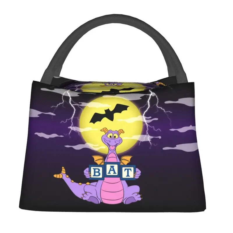 Halloween Figment BAT Insulated Lunch Bags Women Purple Dragon Epcot Center Lunch Tote for Work Travel Meal Food Box