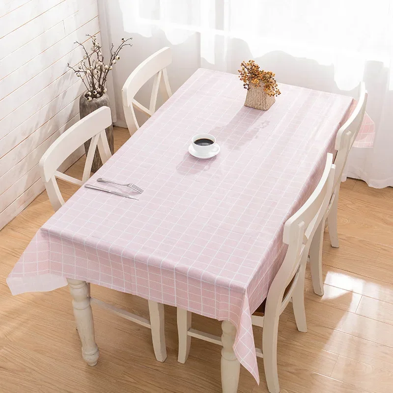 2024 Check tablecloth waterproof wear-resistant easy to clean living room table mat oil and yellow