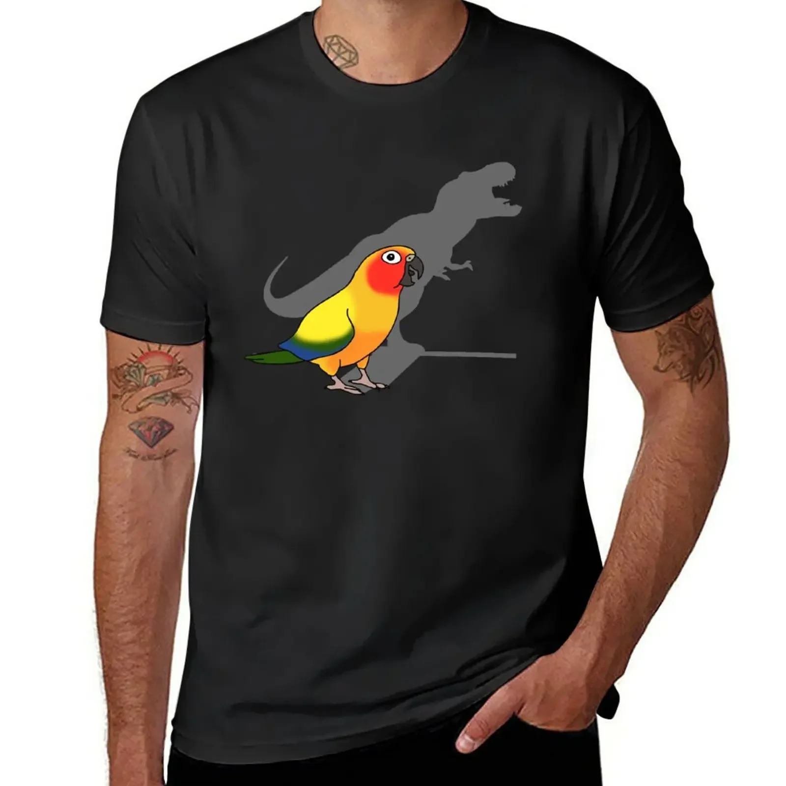

New t-rex shadow - sun conure T-Shirt vintage t shirt cute clothes korean fashion blank t shirts black t-shirts for men